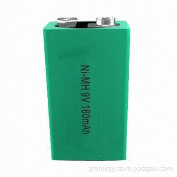NiMH 9V Battery with Nominal Capacity of 160, 180, 200, 220 and 250mAh